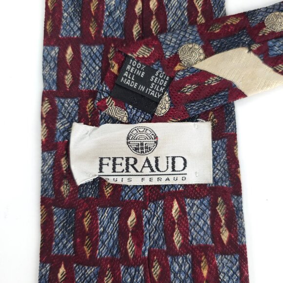 Louis Feraud Men Necktie 100% Silk Red Blue Size 60x4 - NWOT - Italy - Picture 3 of 5
